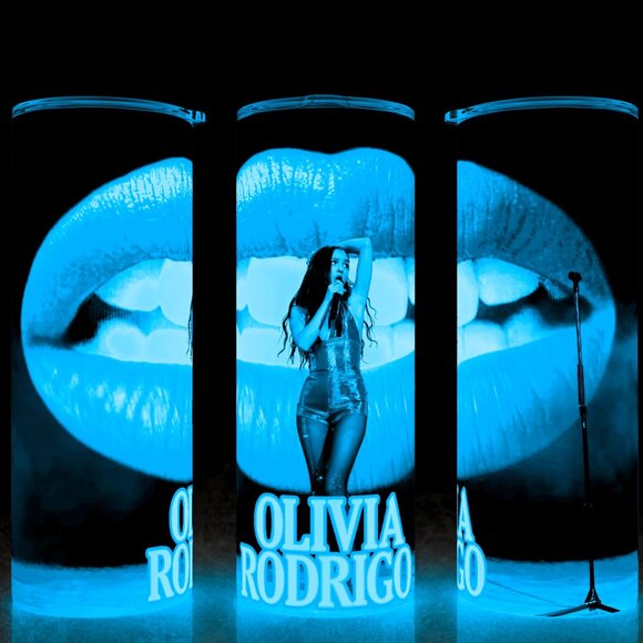 Glow in the Dark Olivia Rodrigo Guts World Tour Red Lips Cup Mug Tumbler 20oz - Picture 1 of 4